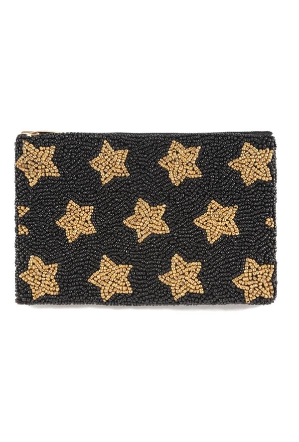 Stars Beaded Zip Pouch