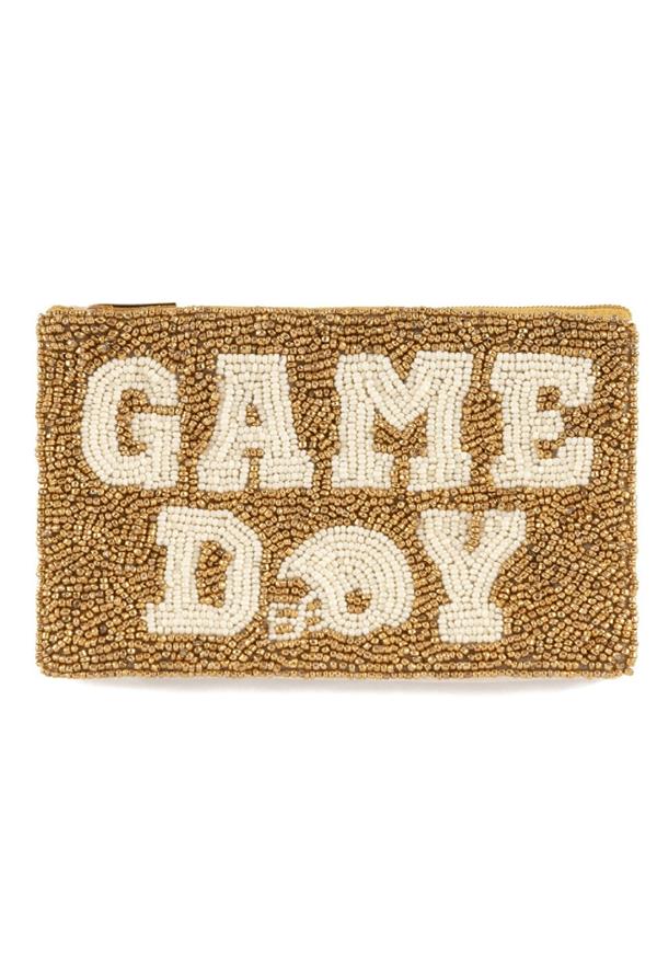 Helmet Game Day Beaded Zip Pouch