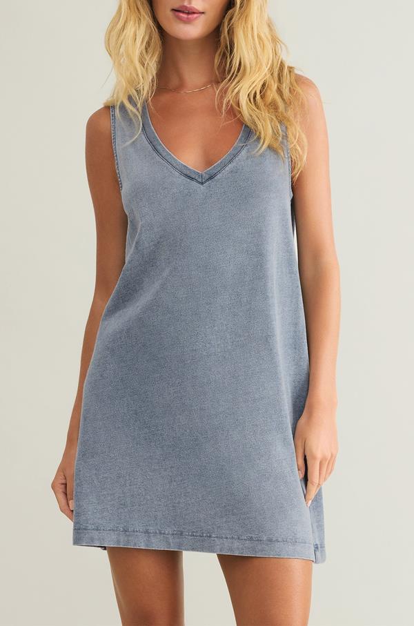 Sloane V-Neck Knit Denim Dress