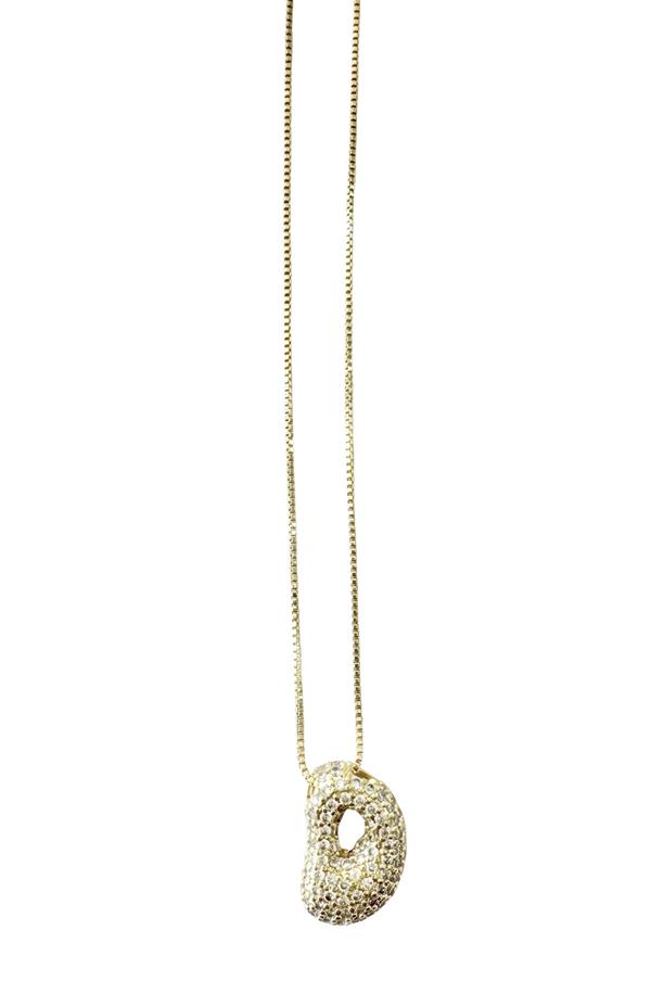 Pave Bubble Initial Necklace D
