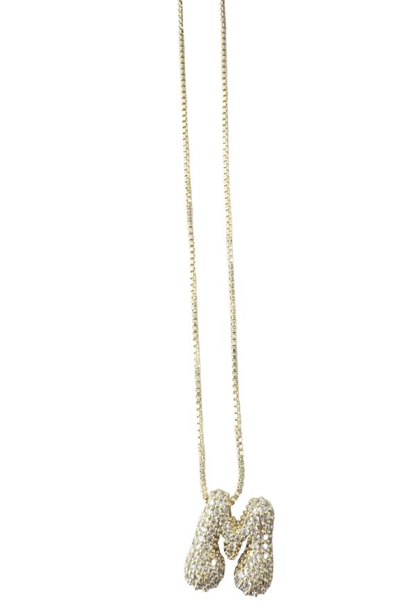 Pave Bubble Initial Necklace