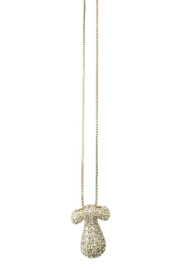 Pave Bubble Initial Necklace T