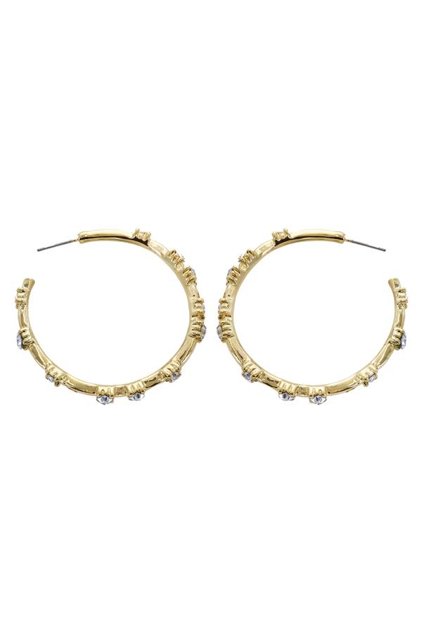 Gold Crystal Jewel Hoop Earrings