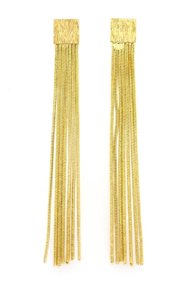 Gold Square Fringe Earrings
