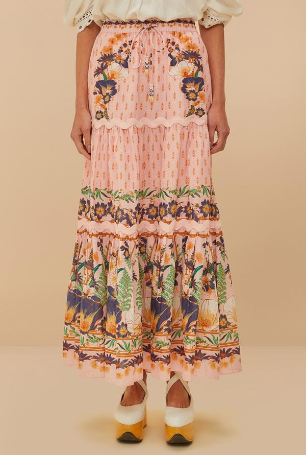 Dream Garden Pink Maxi Skirt