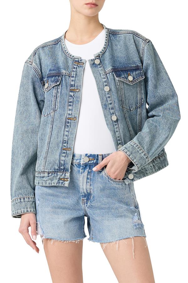 Heads Up Collarless Denim Jacket