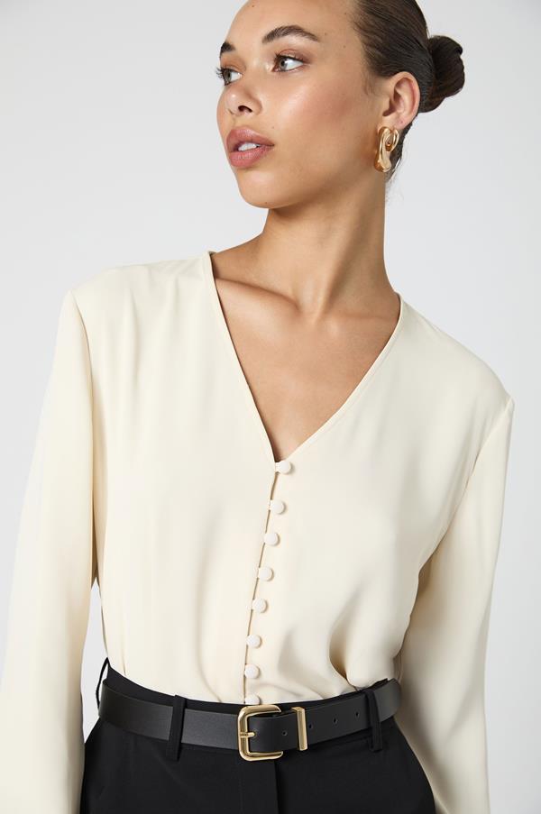 Carmen Crepe Long Sleeve Bell Sleeve Shirt