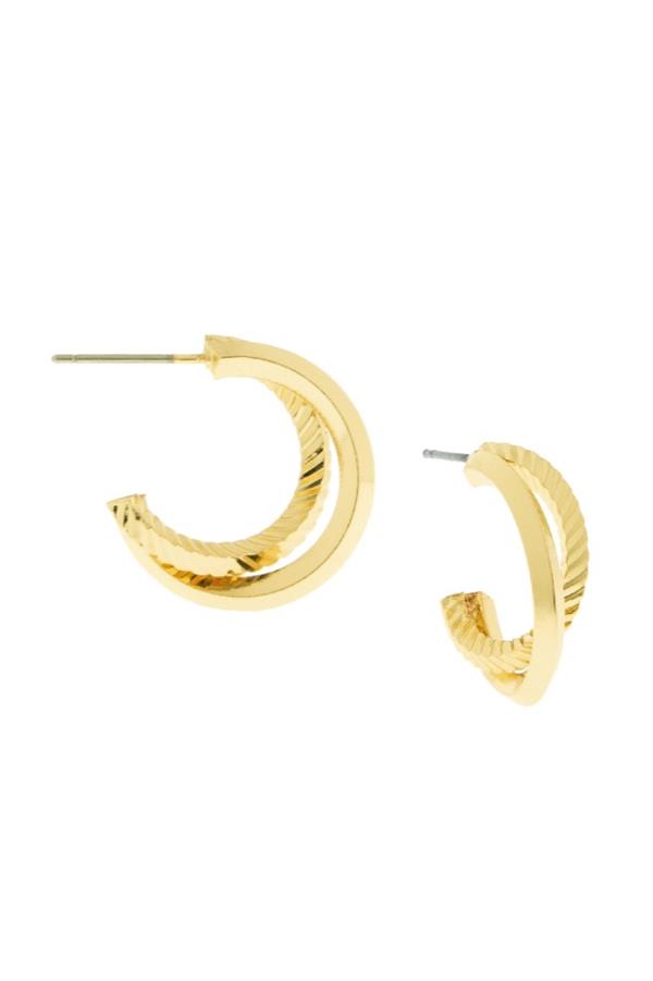 1/2 Inch Double Twisted Textured Post Hoop
