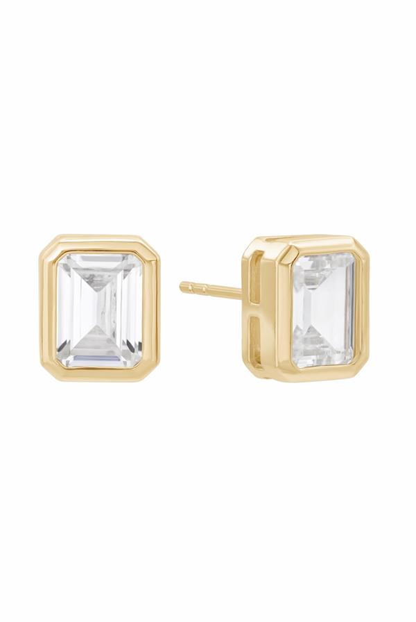 Emerald Baguette Stud