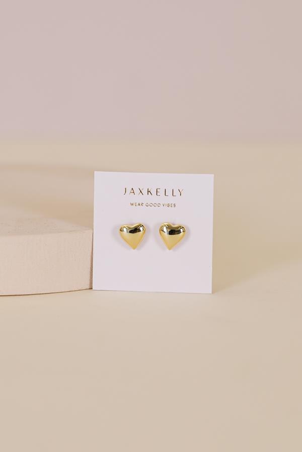 Puffed Gold Heart Earrings