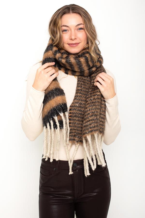 Brown And Black Stripe Scarf
