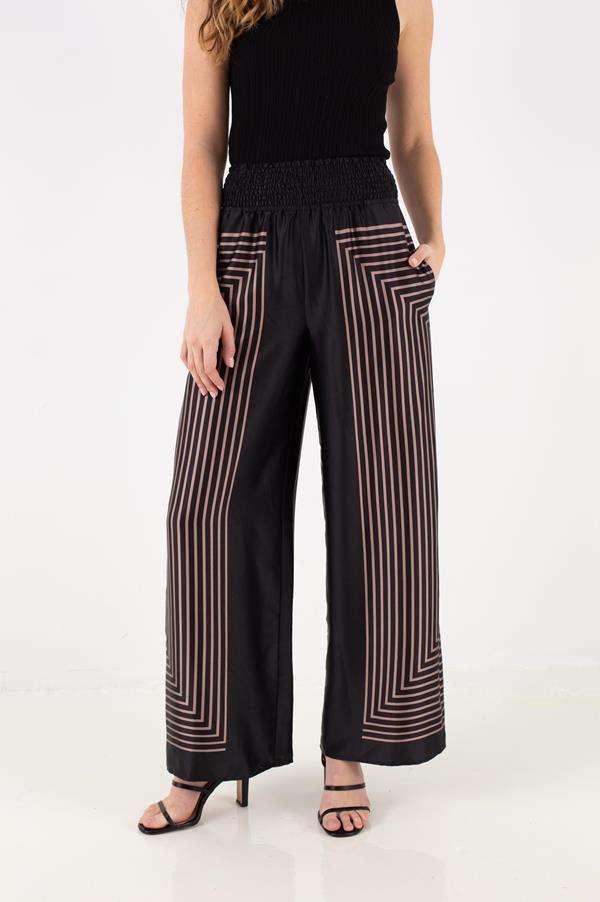 Smocked Stripe Printed Pant