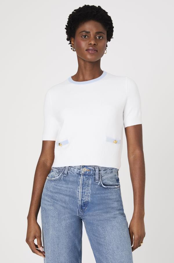 Short Sleeve Sweater With Contrast