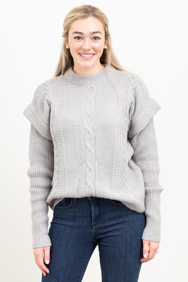 Drop Shoulder Textured Sweater