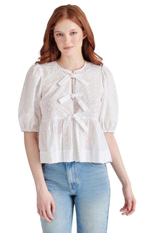 Paula Top Puff Sleeve Tie Front