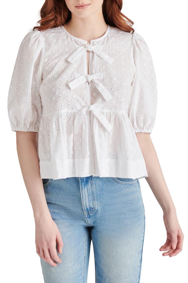 Paula Top Puff Sleeve Tie Front