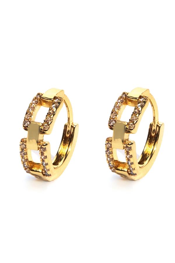 Teeny Hoop Pave Link Huggies