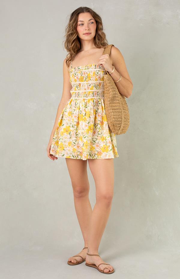 Smocked Fit And Flare Mini Dress