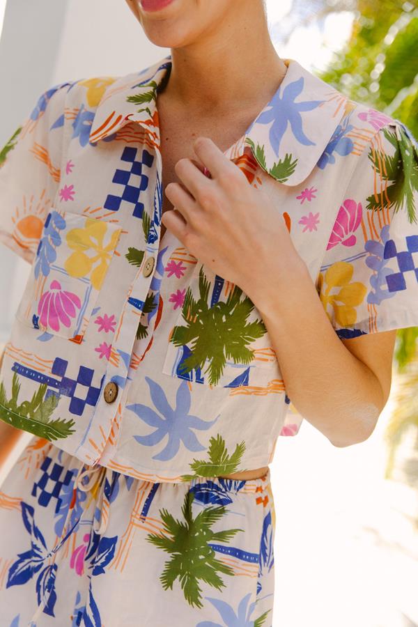 Cait Beach Print Button Down
