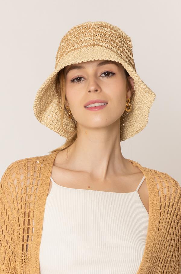 Stripe Natural Bucket Hat