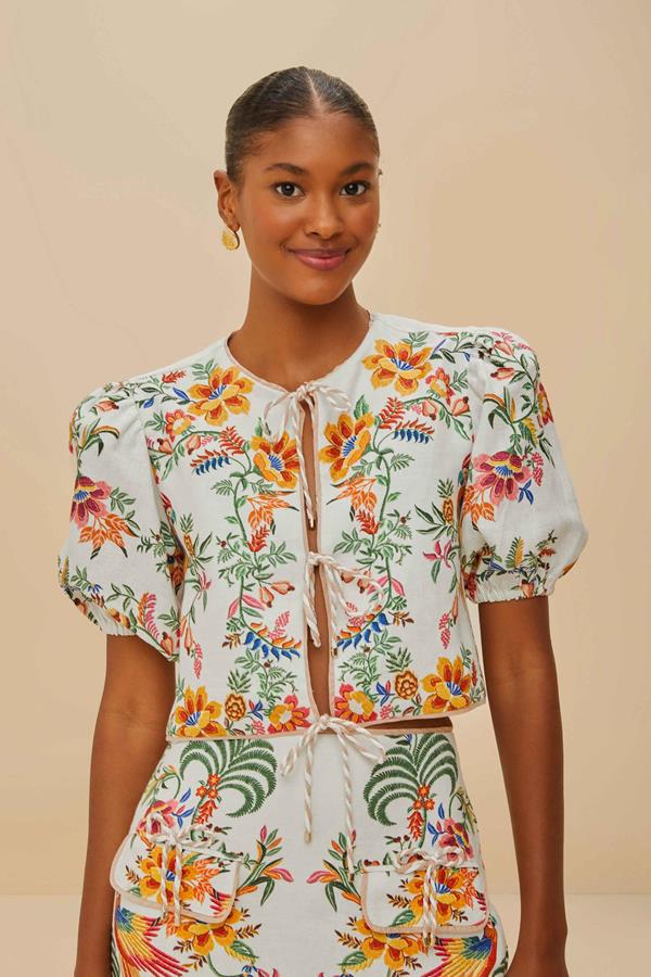 Delicate Forest Scarves Off-White Blouse