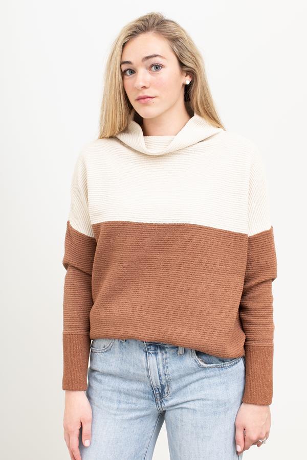 Colorblock Funnel Neck Sweater