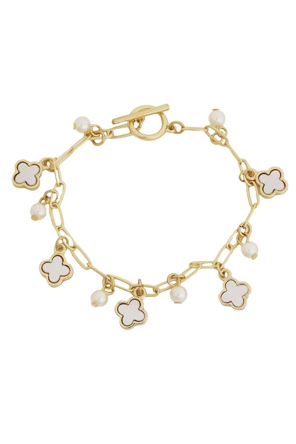 Clover and Pearl Charm Bracelet