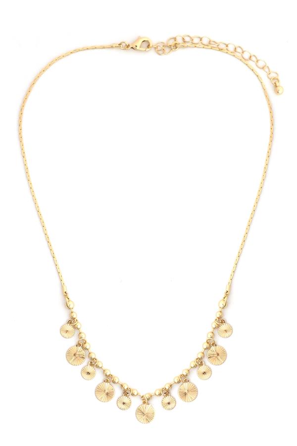 Text Coin Disk Neck With Lob Claw Closure