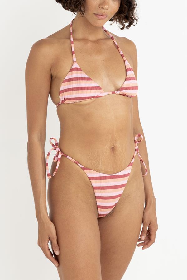 Ibiza Stripe Rib Tie Side High Cut Bottoms