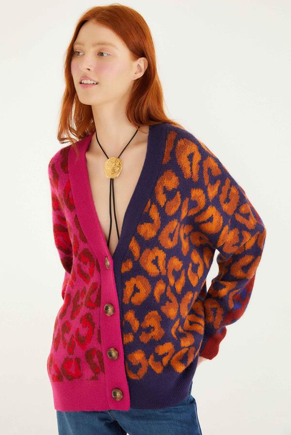 Mixed Ikat Leopard Cardigan