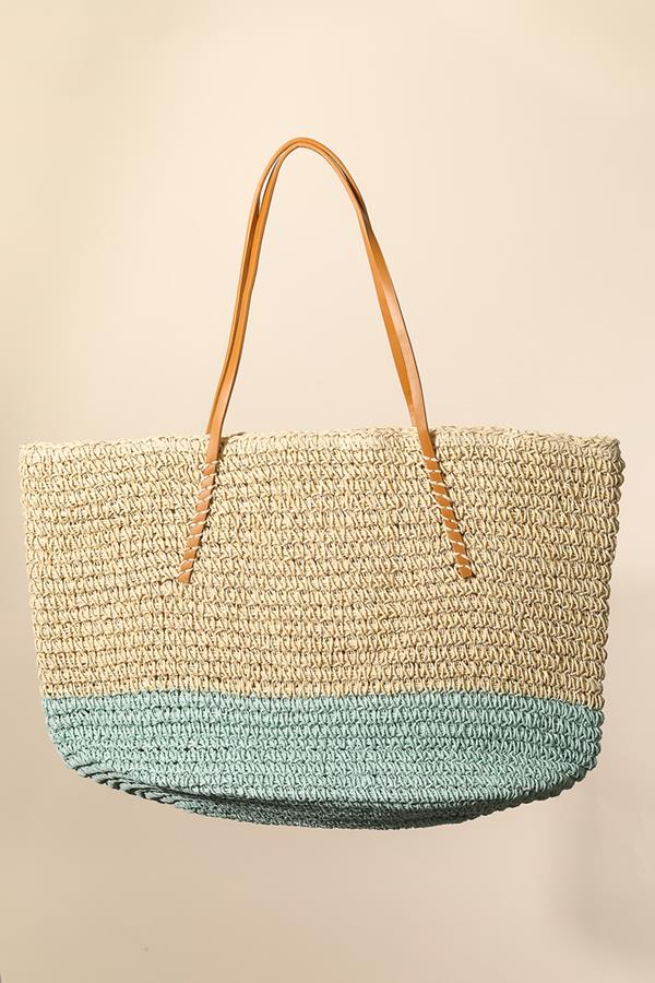 Straw Braided Beach Tote Bag