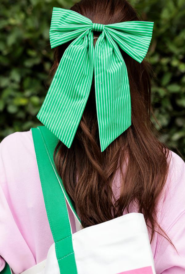 Stripe Bow Clip