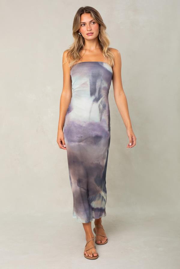 Jade Strapless Mesh Maxi Dress