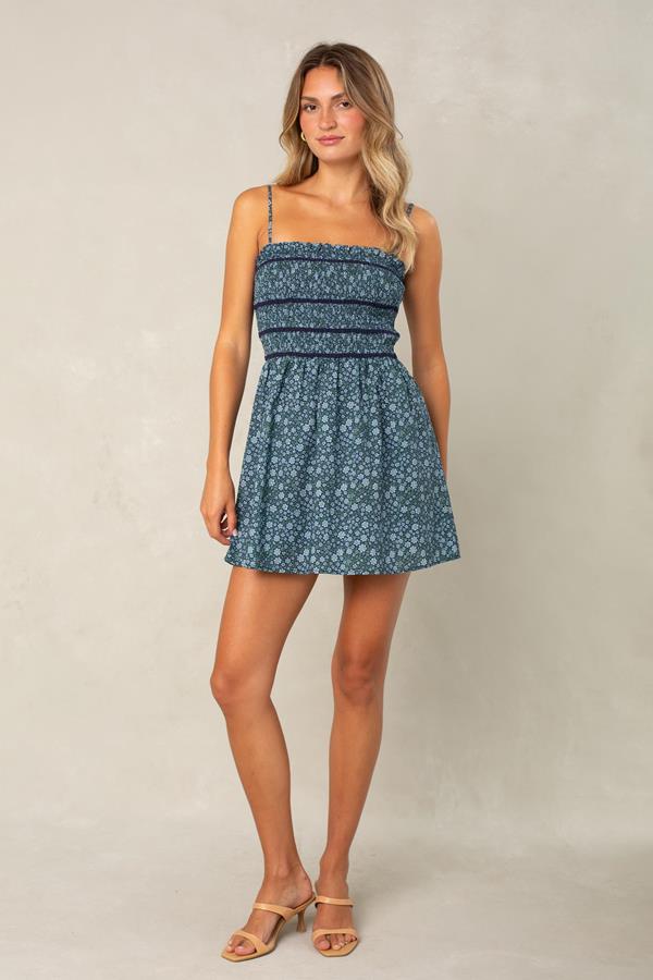 Jillian Smocked Fit And Flare Mini Dress