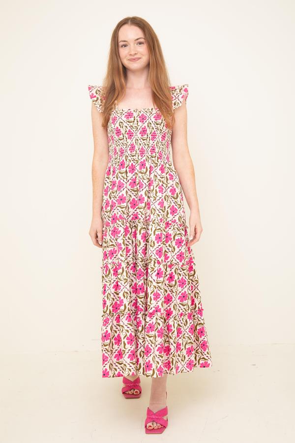 Calypso Smocked Midi Dress