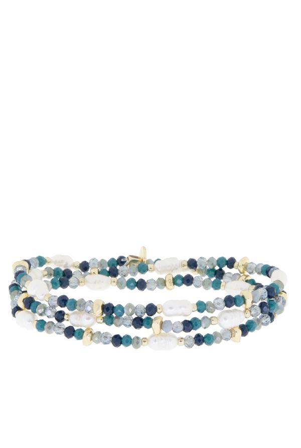 Crystal Beaded Pearl Stretch Bracelet