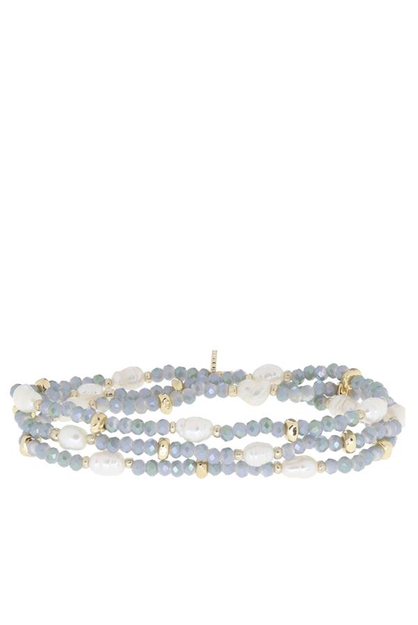 Crystal Beaded Pearl Stretch Bracelet