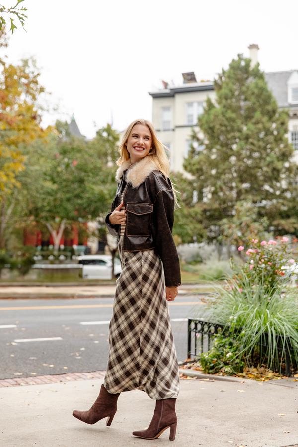 Europa Plaid Midi Skirt