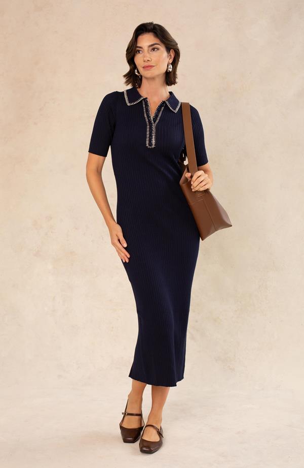 Willow Contrast Stitch Midi Sweater Dress