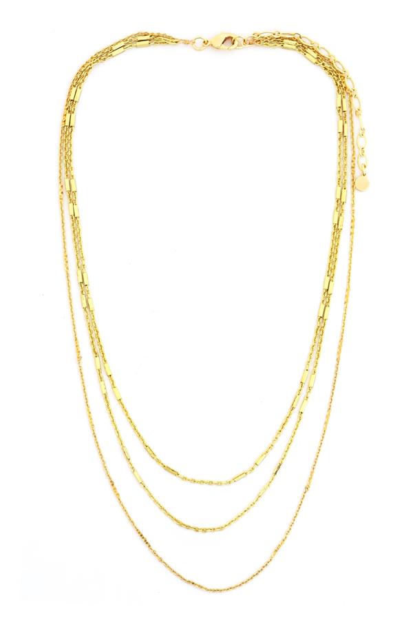 15 In 3 Layer Neck Gold Chain Without Star