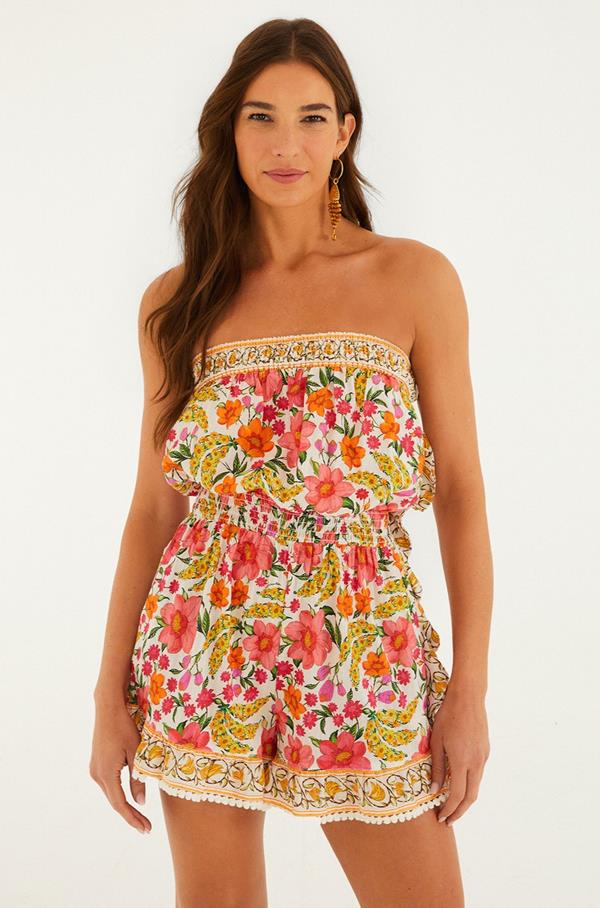 Banana Flowers Mini Romper Coverup