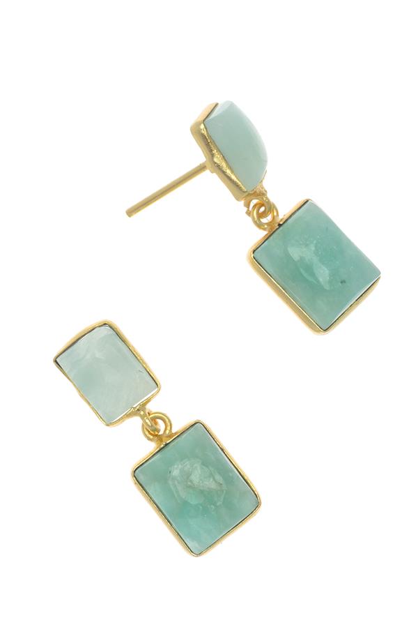 Double Square Moonstone Earrings