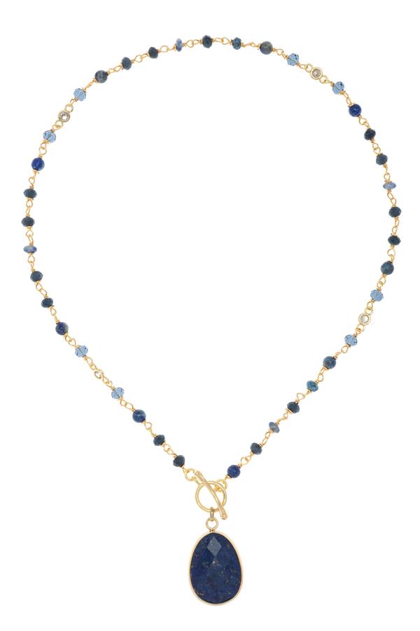 Blue Stone Gd Necklace With Pendant