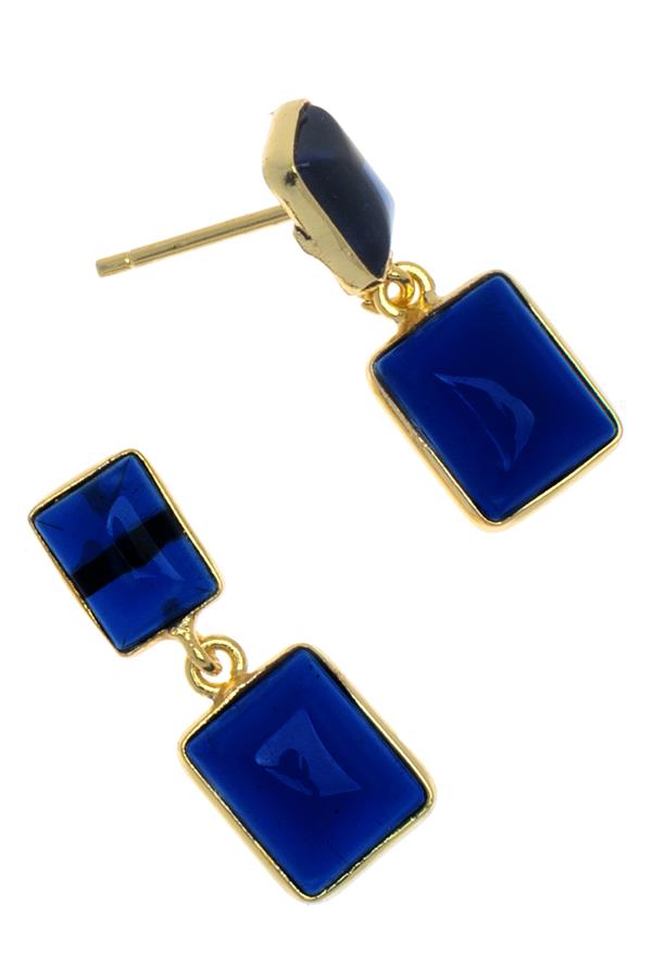 Double Square Navy Earrings