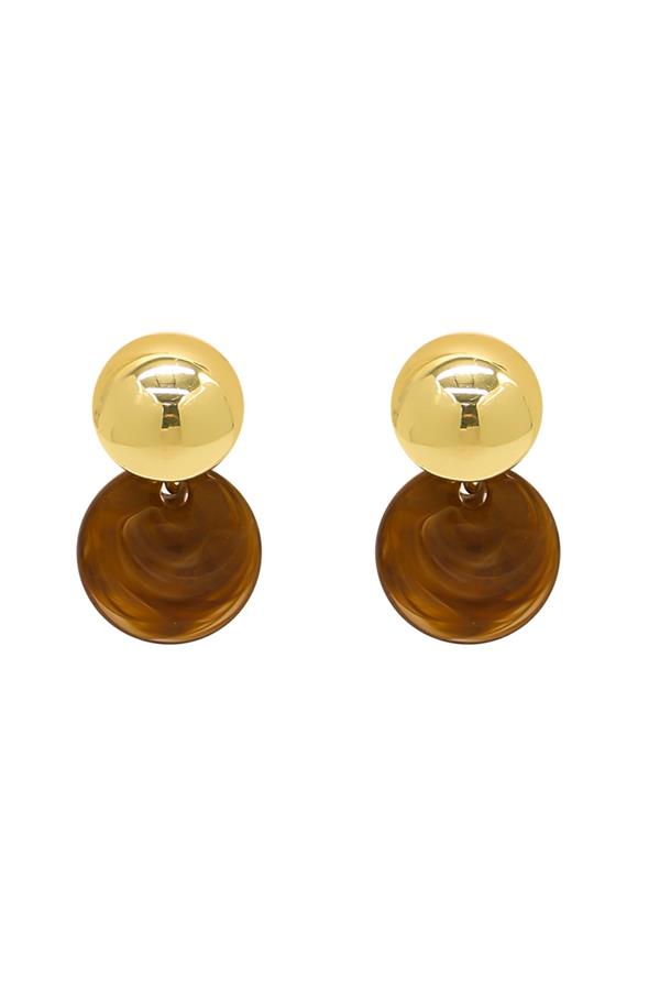 Gold/Brown Drop Earring
