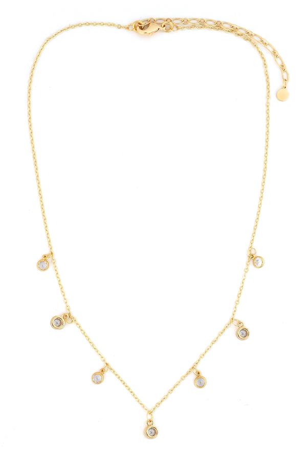16 In Neck Gold Chain With Cl Circle Drop