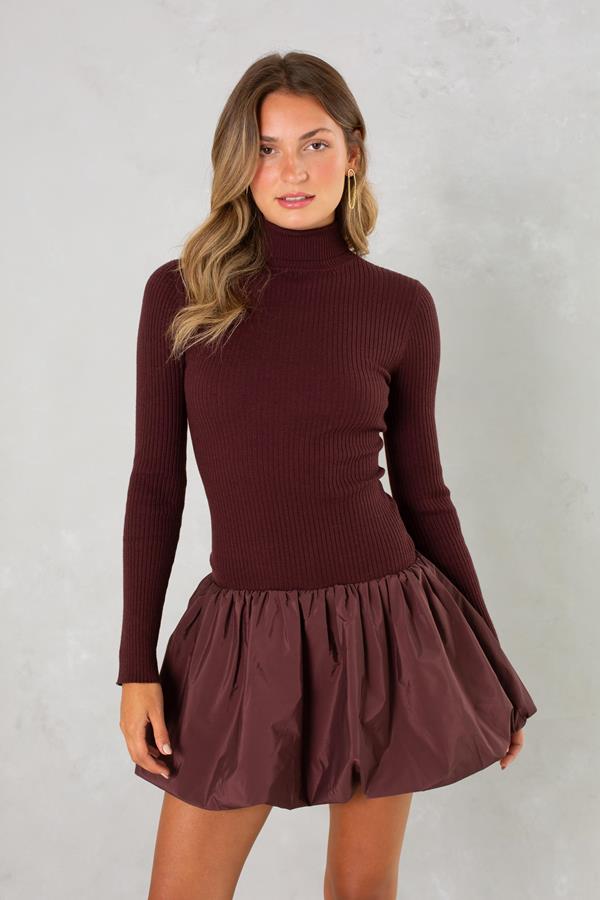 Serena Mixed Media Bubble Mini Dress