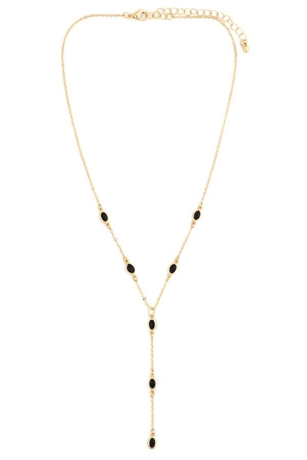 16 In Neck Gold Chain Link Oval Black