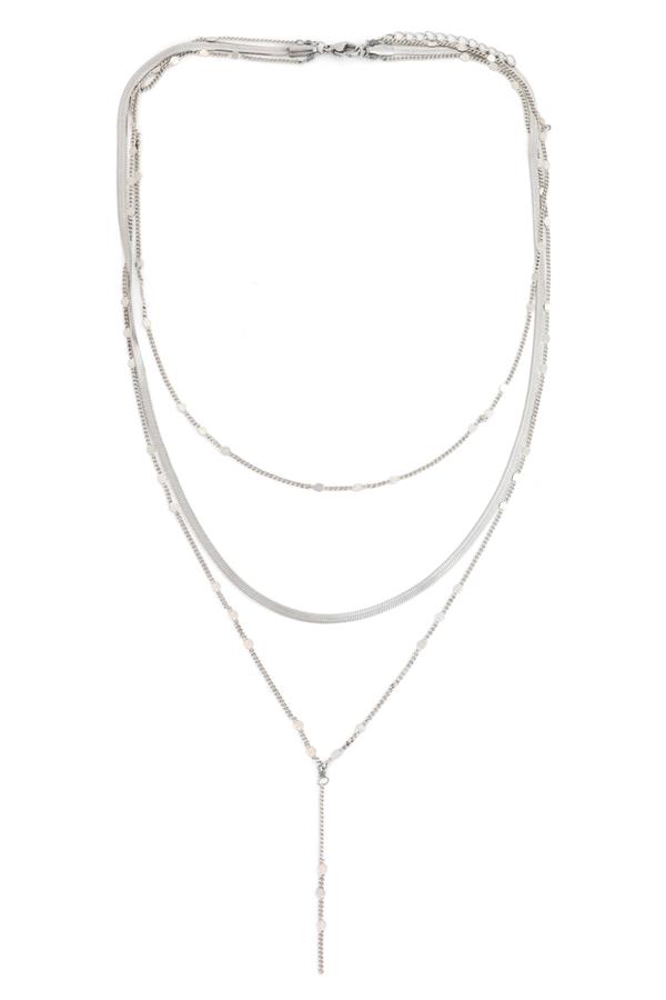 Delicate Silver Layered Y-Necklace