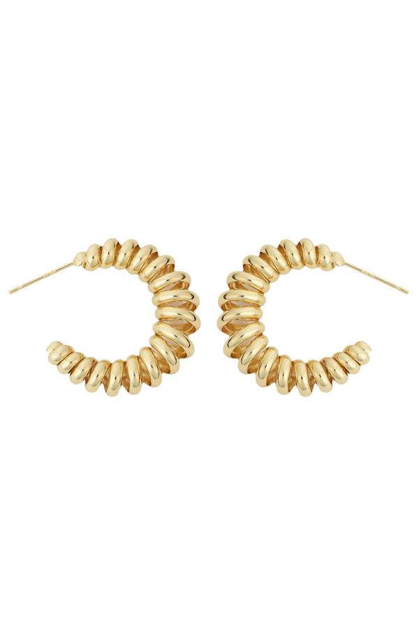 Gold Spiral Post Hoop Earrings